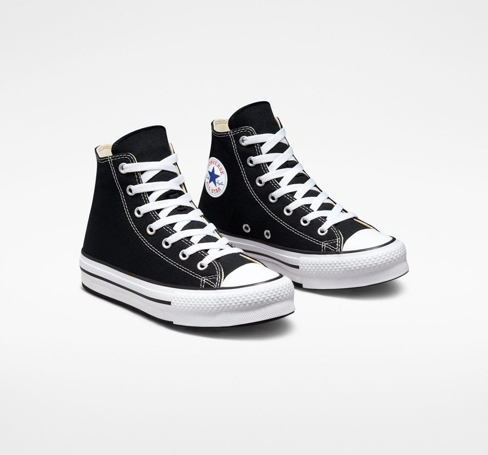 High Tops Tenis Converse Chuck Taylor All Star Lift Plataforma Big Kids Niña Negras Blancas Negras  Colombia |  IRCHP-4819