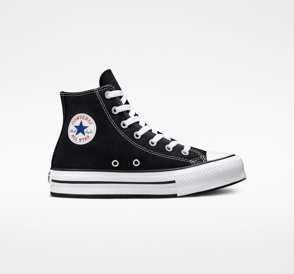 High Tops Tenis Converse Chuck Taylor All Star Lift Plataforma Big Kids Niña Negras Blancas Negras  Colombia |  IRCHP-4819