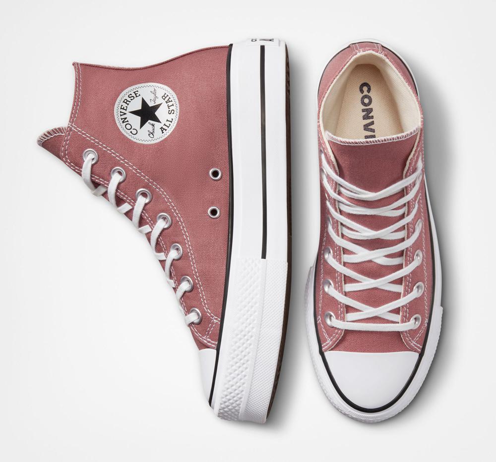 High Tops Tenis Converse Chuck Taylor All Star Lift Plataforma Canvas Mujer Burdeos Negras Blancas  Colombia |  IYEHU-9672