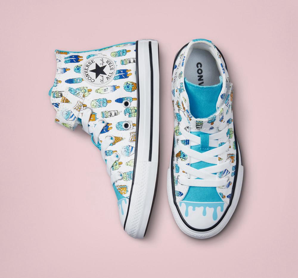 High Tops Tenis Converse Chuck Taylor All Star Easy On Frozen Treats Little Kids Niña Blancas Azules  Colombia |  JNSOB-3107