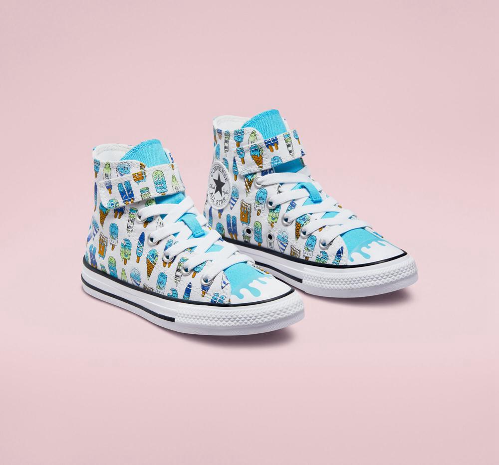 High Tops Tenis Converse Chuck Taylor All Star Easy On Frozen Treats Little Kids Niña Blancas Azules  Colombia |  JNSOB-3107