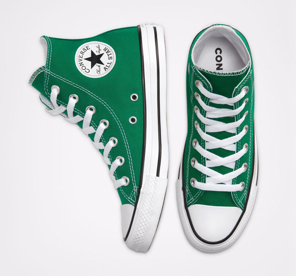 High Tops Tenis Converse Chuck Taylor All Star Classic Unisex Hombre Verde Blancas Blancas  Colombia |  JOYAM-7546