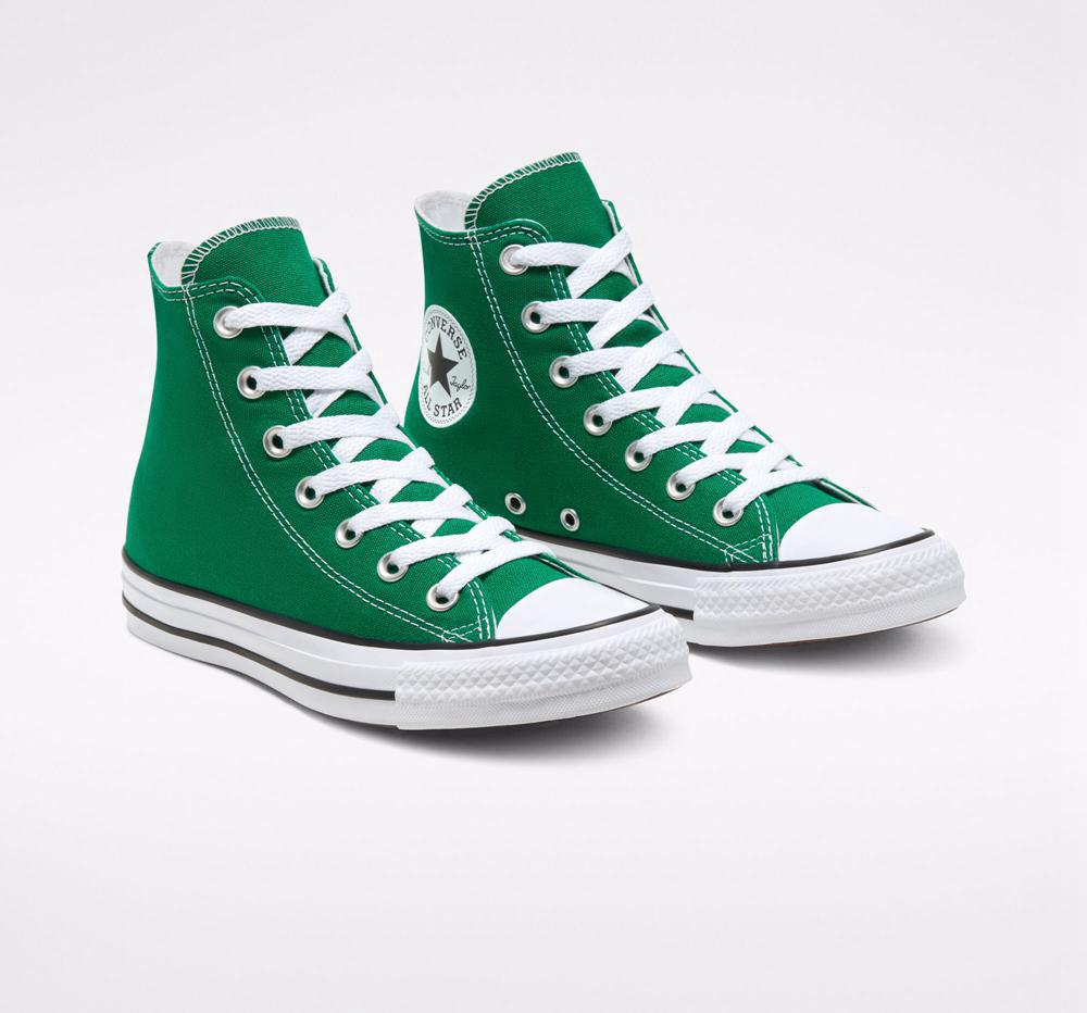 High Tops Tenis Converse Chuck Taylor All Star Classic Unisex Hombre Verde Blancas Blancas  Colombia |  JOYAM-7546