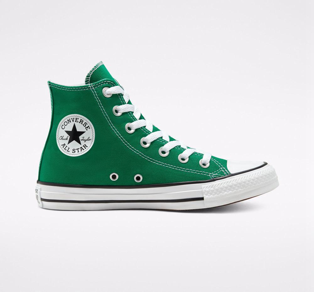 High Tops Tenis Converse Chuck Taylor All Star Classic Unisex Hombre Verde Blancas Blancas  Colombia |  JOYAM-7546