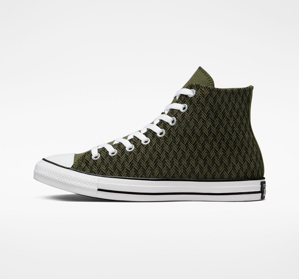 High Tops Tenis Converse Chuck Taylor All Star Herringbone Unisex Hombre Verde Negras Blancas  Colombia |  LNIOG-2098