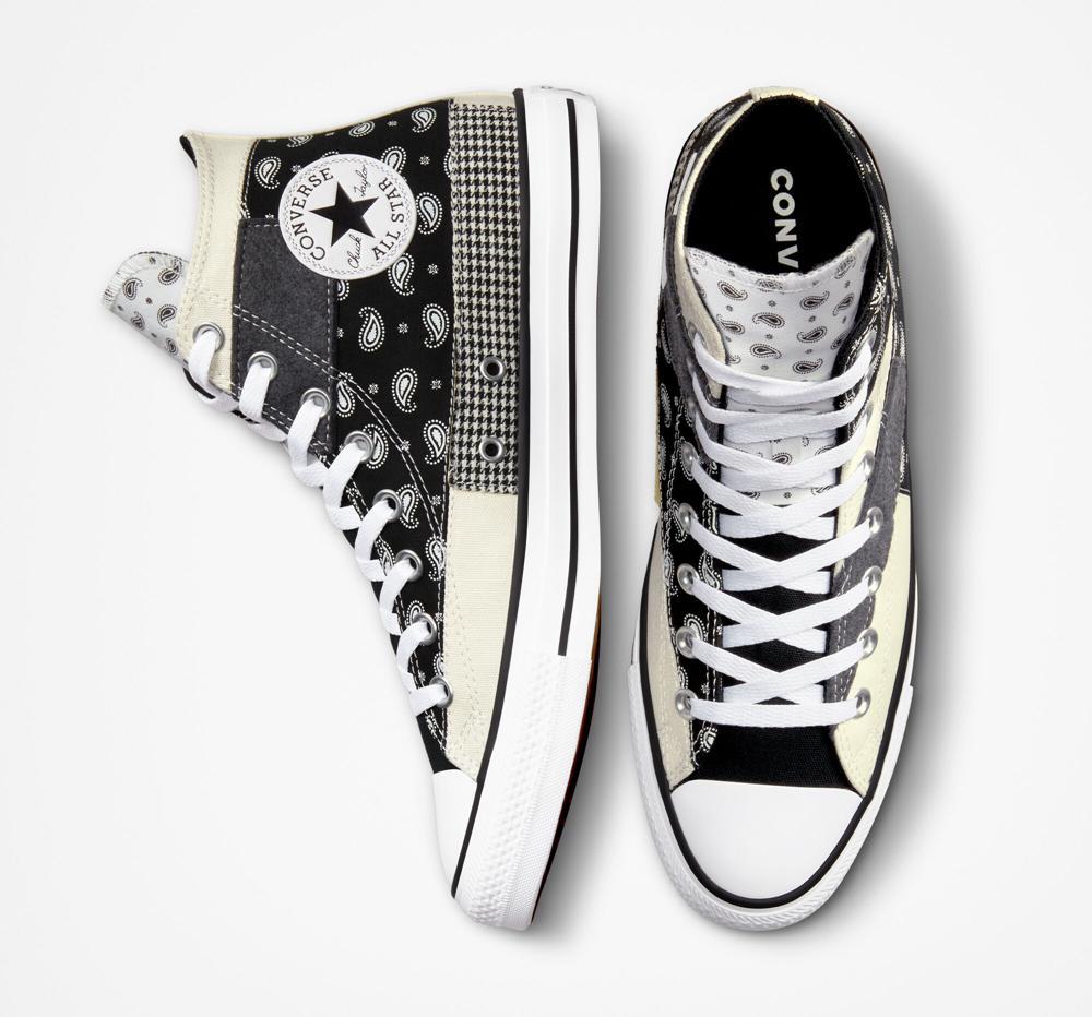 High Tops Tenis Converse Chuck Taylor All Star Hacked Patterns Unisex Mujer Blancas Negras Blancas  Colombia |  MCGNA-7186