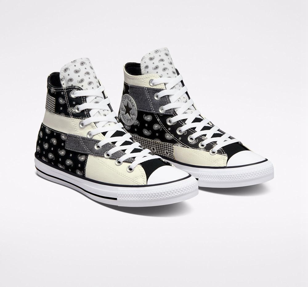 High Tops Tenis Converse Chuck Taylor All Star Hacked Patterns Unisex Mujer Blancas Negras Blancas  Colombia |  MCGNA-7186