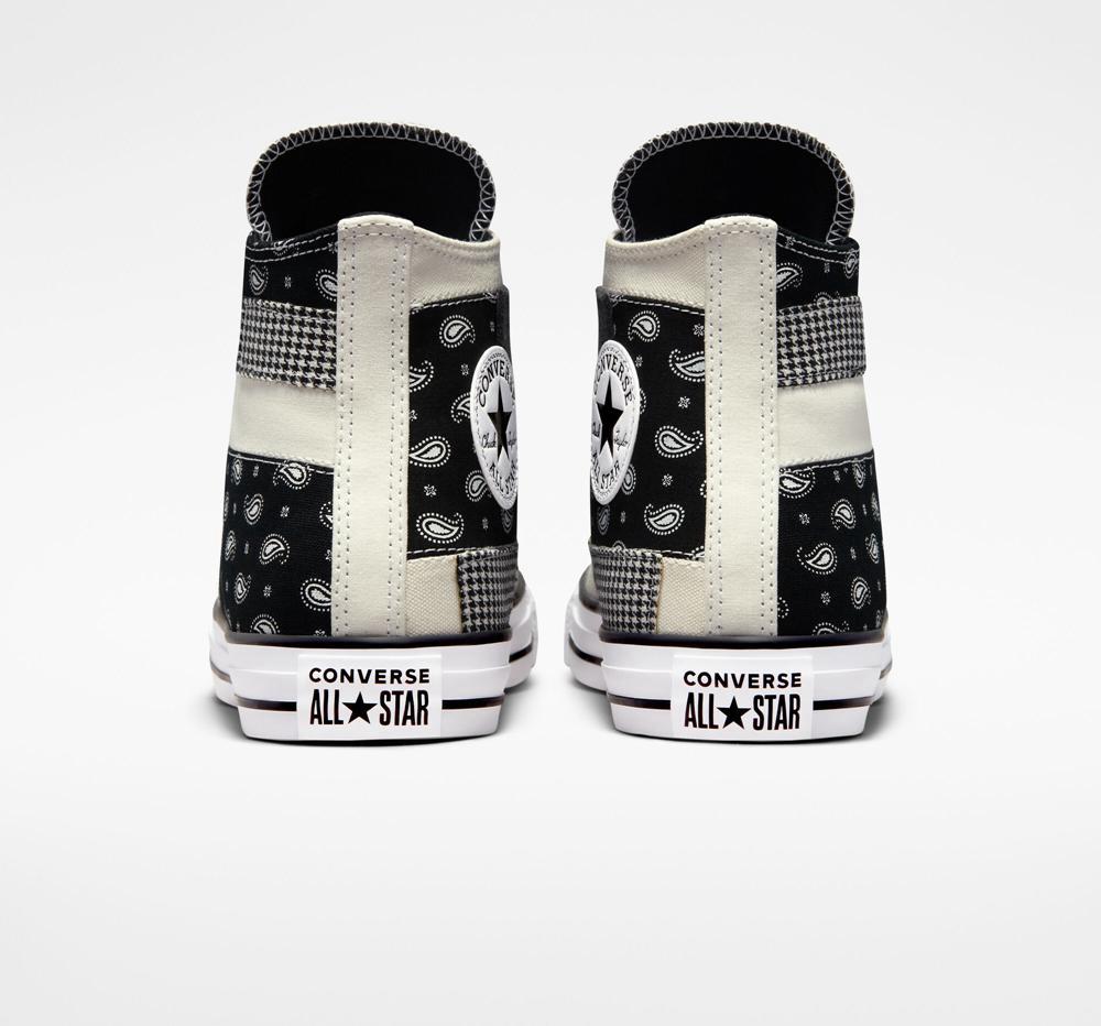 High Tops Tenis Converse Chuck Taylor All Star Hacked Patterns Unisex Mujer Blancas Negras Blancas  Colombia |  MCGNA-7186