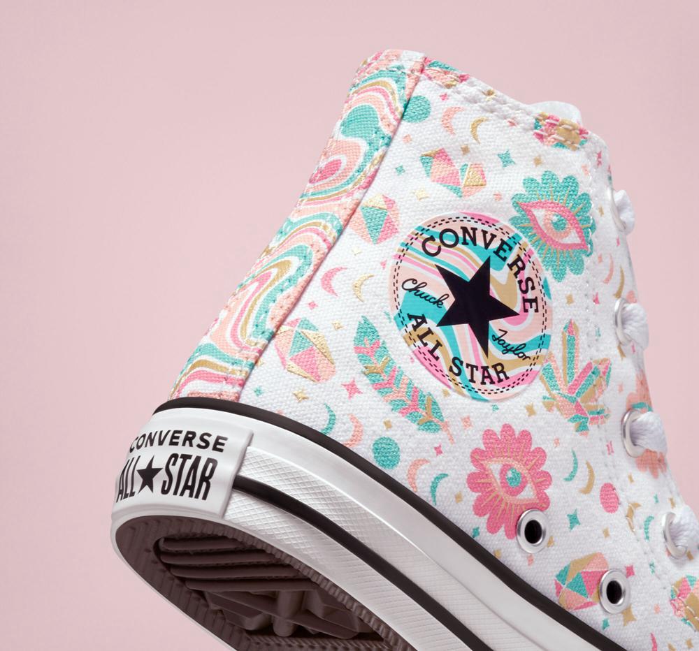 High Tops Tenis Converse Chuck Taylor All Star Mystic Gems Little Kids Niña Blancas Rosas Coral  Colombia |  MGSKB-5104