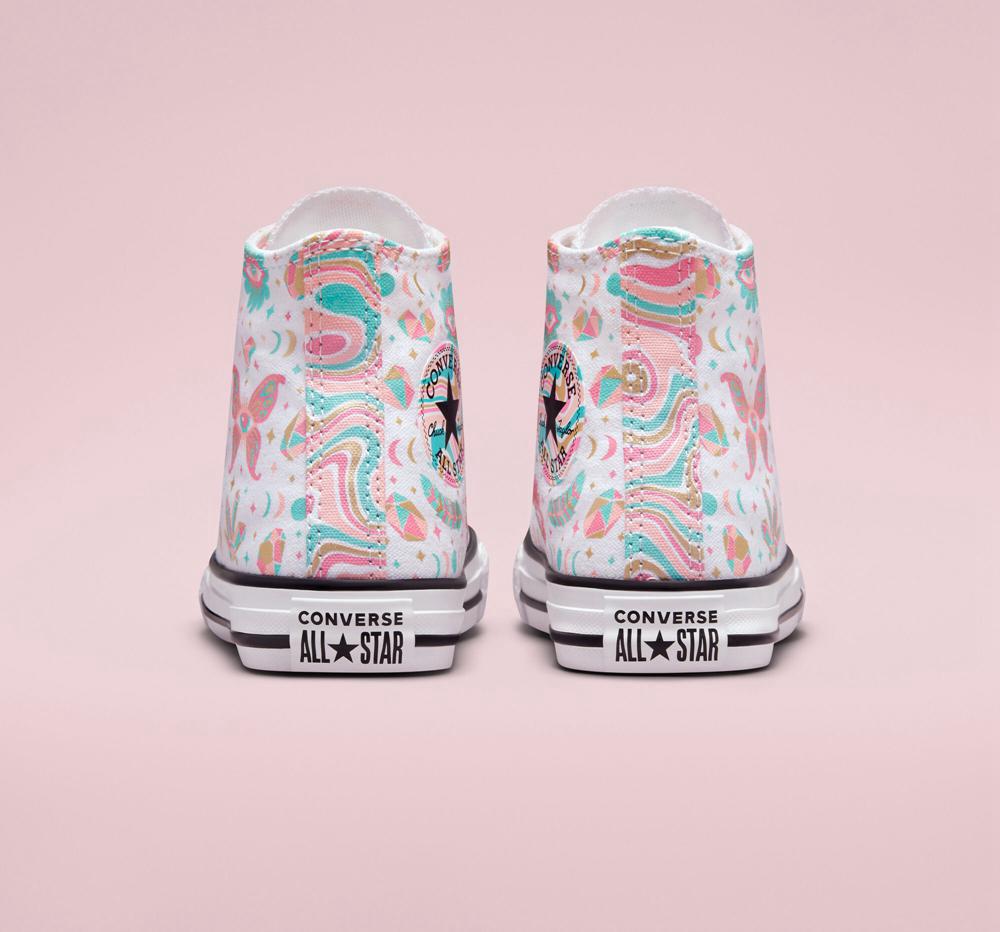High Tops Tenis Converse Chuck Taylor All Star Mystic Gems Little Kids Niña Blancas Rosas Coral  Colombia |  MGSKB-5104