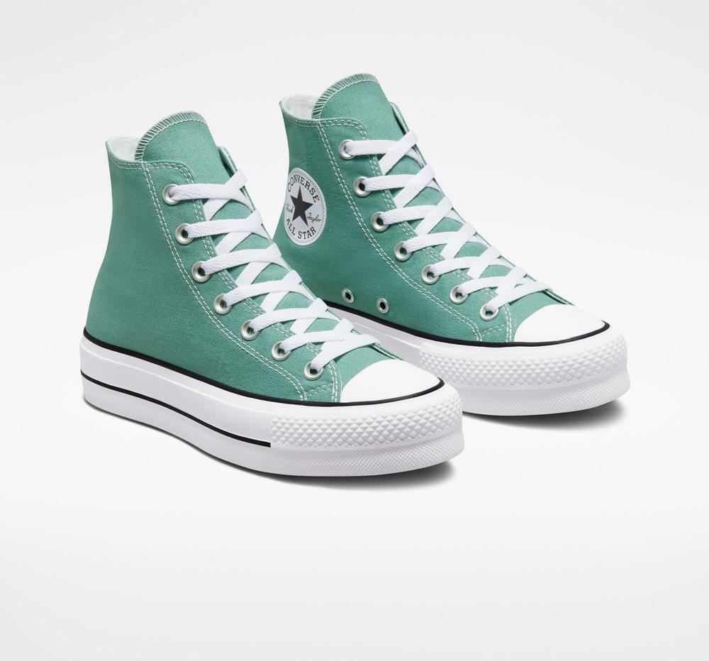 High Tops Tenis Converse Chuck Taylor All Star Lift Plataforma Surplus Canvas Mujer Verde Menta  Colombia |  MRCTE-2381