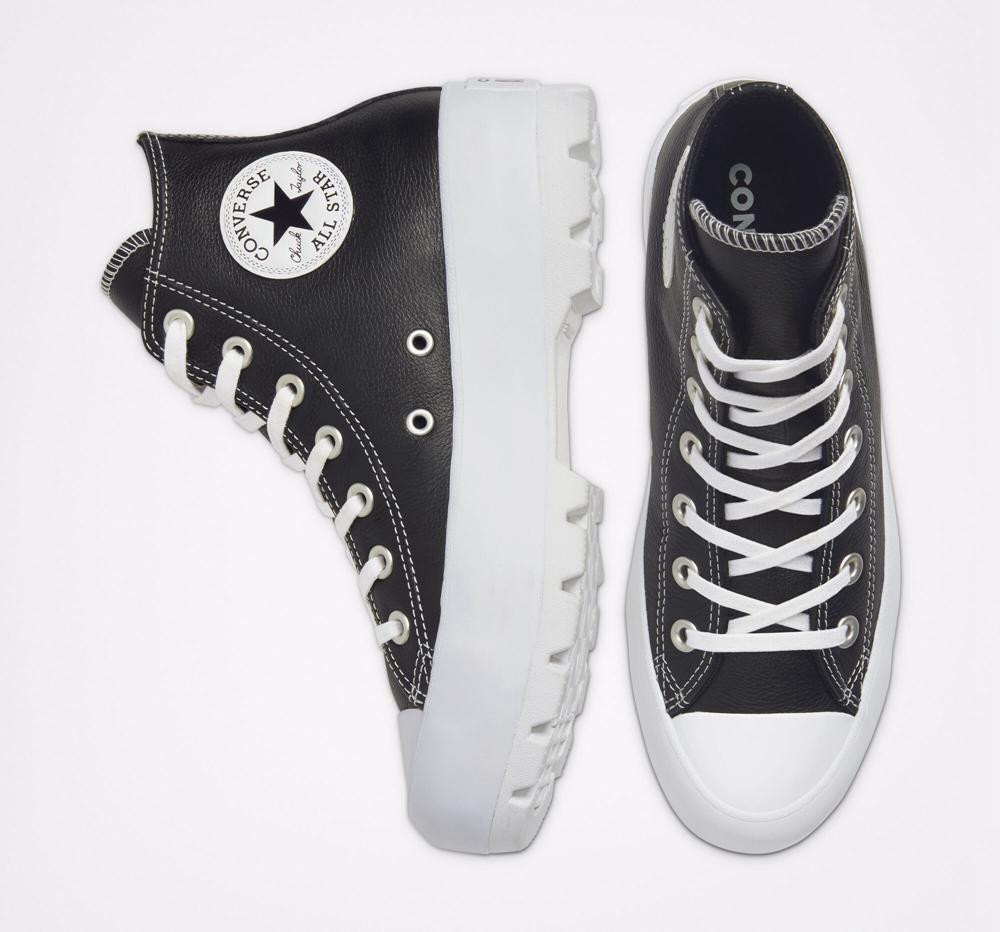 High Tops Tenis Converse Chuck Taylor All Star Lugged Leather Mujer Negras Blancas Blancas  Colombia |  NGPJB-8390