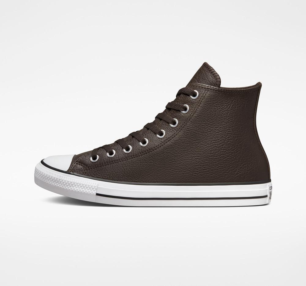 High Tops Tenis Converse Chuck Taylor All Star Tumbled Leather Unisex Mujer Marrones Blancas Negras  Colombia |  NSIHD-9614