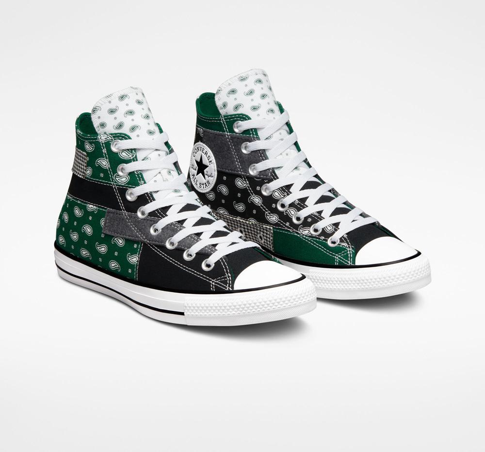 High Tops Tenis Converse Chuck Taylor All Star Hacked Patterns Unisex Hombre Verde Negras Blancas  Colombia |  OLUMP-7463