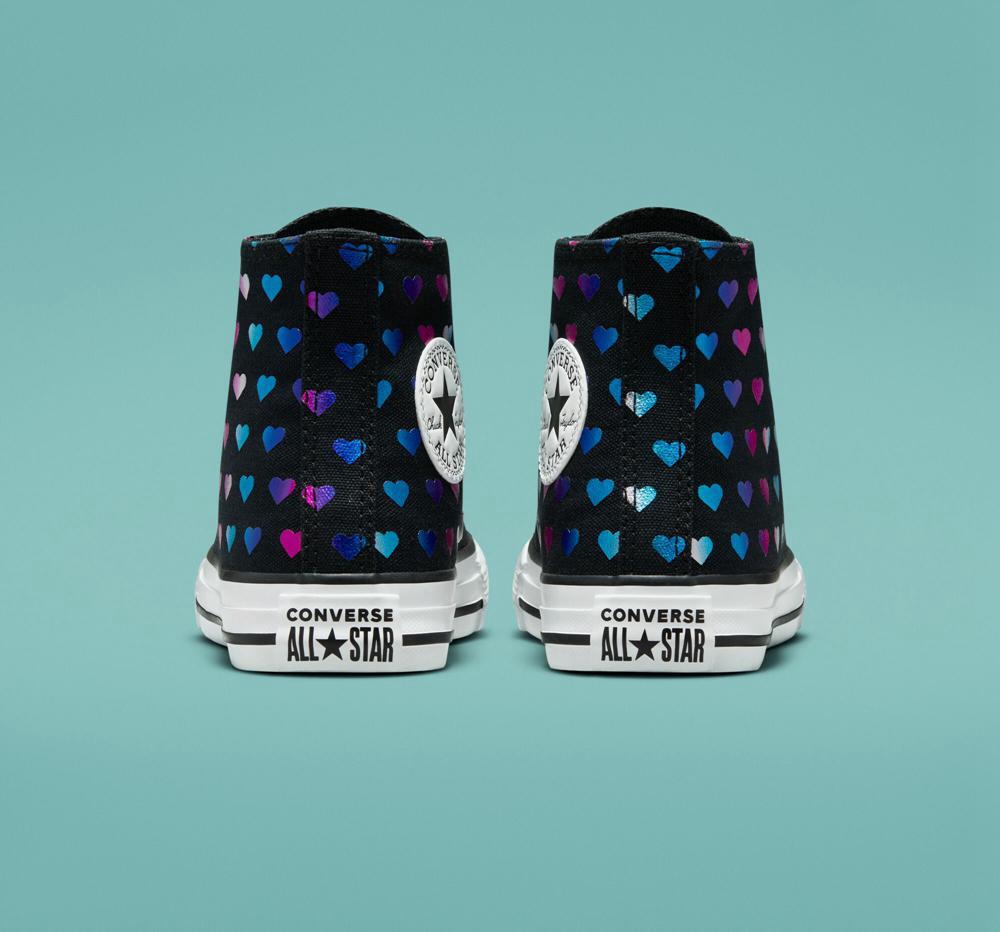 High Tops Tenis Converse Chuck Taylor All Star Foil Hearts Little Kids Niña Negras Blancas Rosas  Colombia |  QAYTU-1894