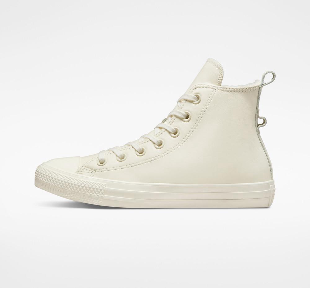 High Tops Tenis Converse Chuck Taylor All Star Forro Leather Mujer Blancas Blancas  Colombia |  QHXKF-5086
