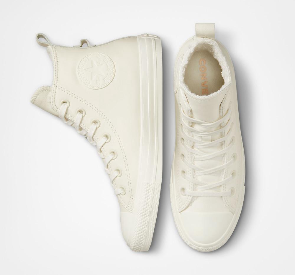 High Tops Tenis Converse Chuck Taylor All Star Forro Leather Mujer Blancas Blancas  Colombia |  QHXKF-5086