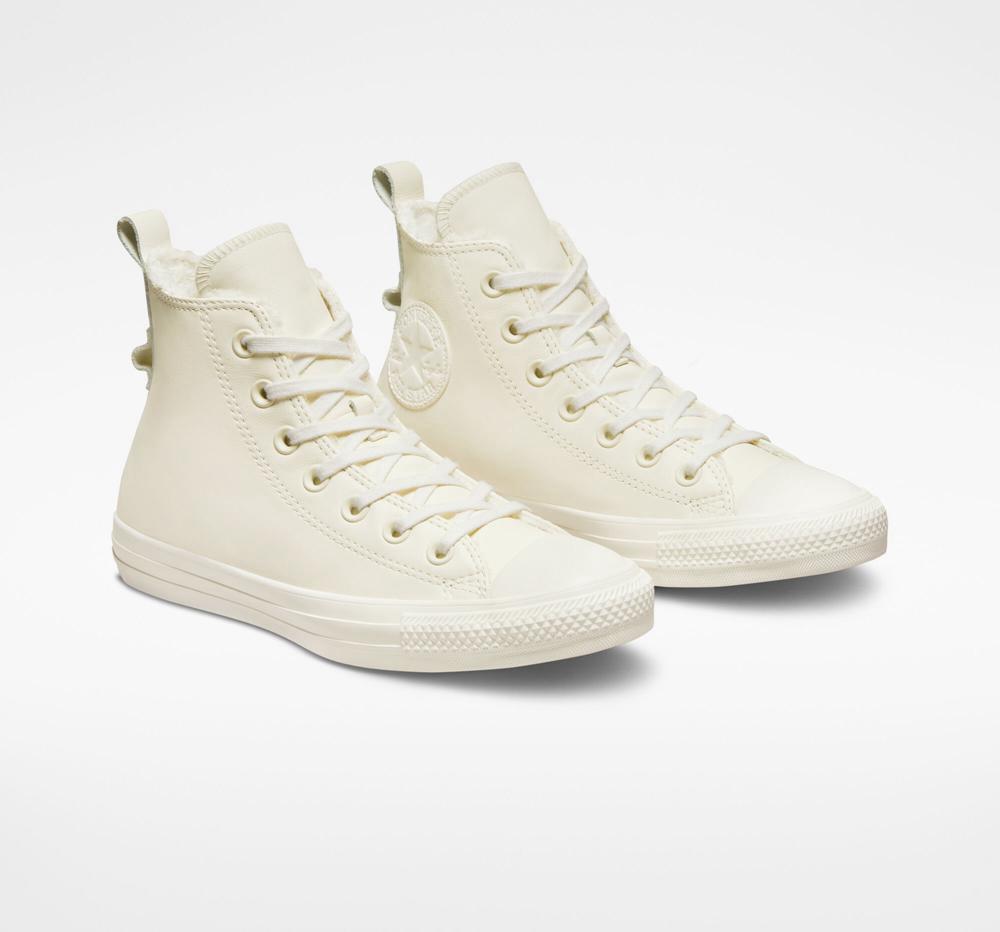 High Tops Tenis Converse Chuck Taylor All Star Forro Leather Mujer Blancas Blancas  Colombia |  QHXKF-5086