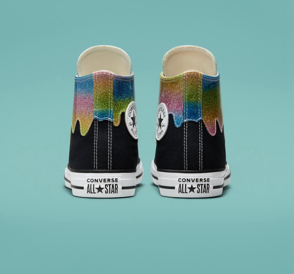 High Tops Tenis Converse Chuck Taylor All Star Glitter Drip Big Kids Niña Negras  Colombia |  QZJBL-3208