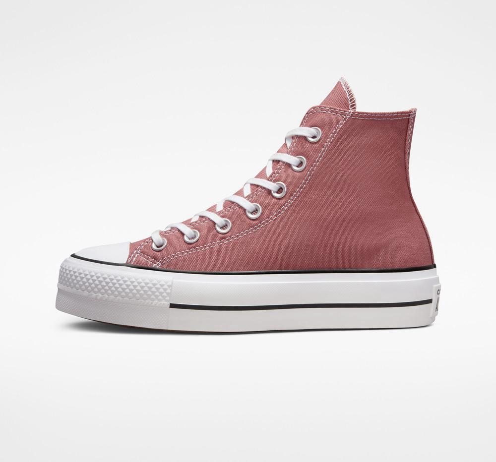 High Tops Tenis Converse Chuck Taylor All Star Lift Plataforma Canvas Mujer Burdeos Negras Blancas  Colombia |  RJVLF-2458