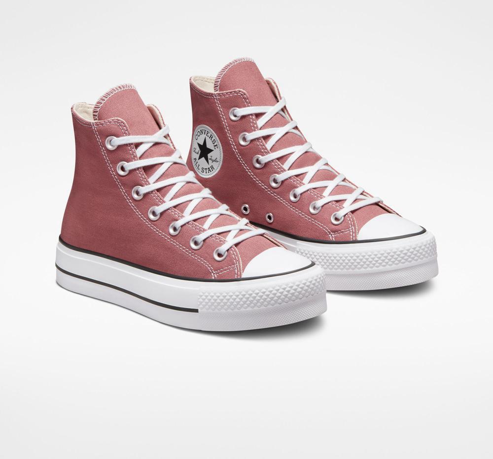High Tops Tenis Converse Chuck Taylor All Star Lift Plataforma Canvas Mujer Burdeos Negras Blancas  Colombia |  RJVLF-2458