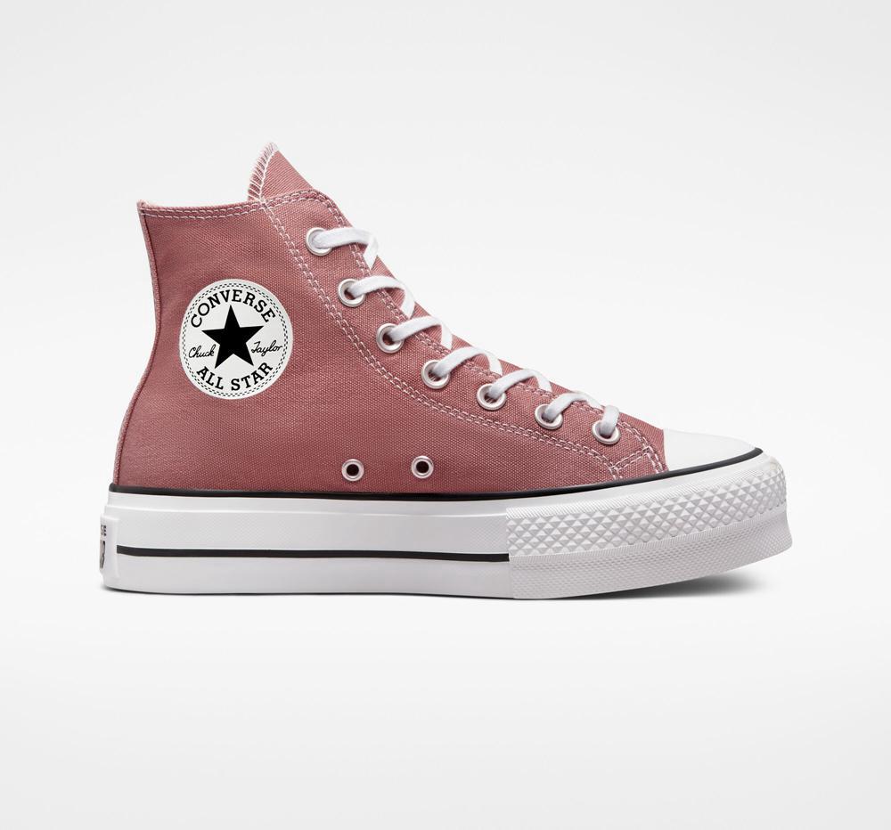 High Tops Tenis Converse Chuck Taylor All Star Lift Plataforma Canvas Mujer Burdeos Negras Blancas  Colombia |  RJVLF-2458