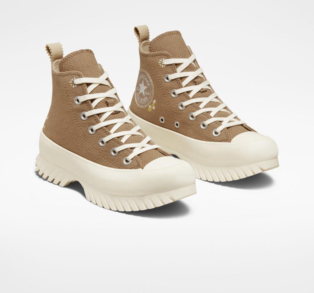 High Tops Tenis Converse Chuck Taylor All Star Lugged Plataforma 2.0 Autumn Embroidery Unisex Mujer Kaki  Colombia |  RKNAJ-5649