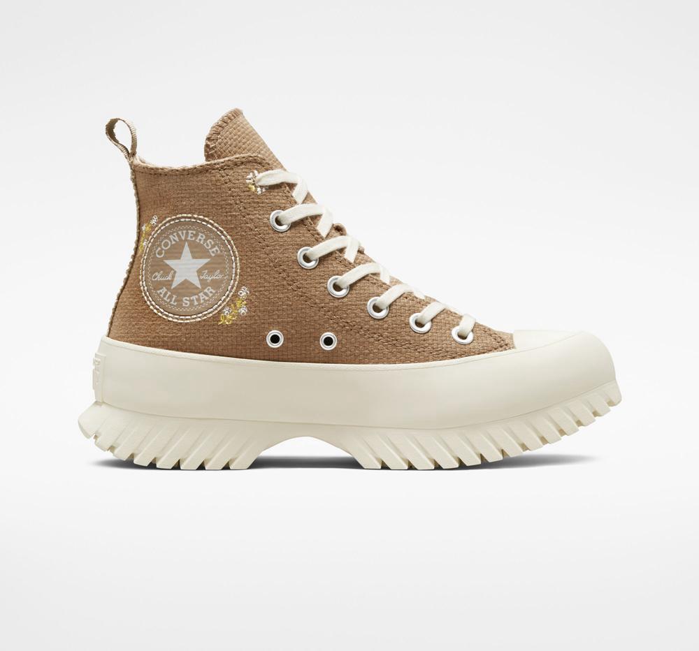 High Tops Tenis Converse Chuck Taylor All Star Lugged Plataforma 2.0 Autumn Embroidery Unisex Mujer Kaki  Colombia |  RKNAJ-5649