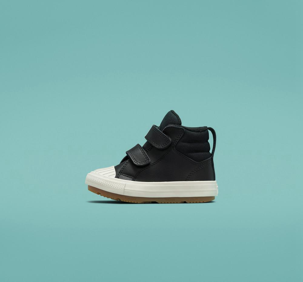 High Tops Tenis Converse Chuck Taylor All Star Berkshire Boot Easy On Leather Toddler Niña Negras Negras  Colombia |  SCLNI-0318