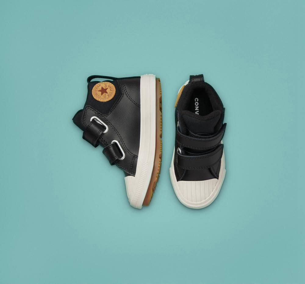 High Tops Tenis Converse Chuck Taylor All Star Berkshire Boot Easy On Leather Toddler Niña Negras Negras  Colombia |  SCLNI-0318