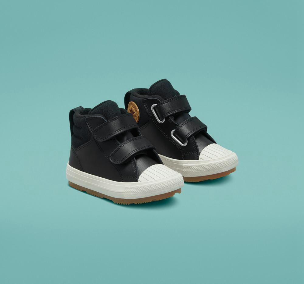 High Tops Tenis Converse Chuck Taylor All Star Berkshire Boot Easy On Leather Toddler Niña Negras Negras  Colombia |  SCLNI-0318