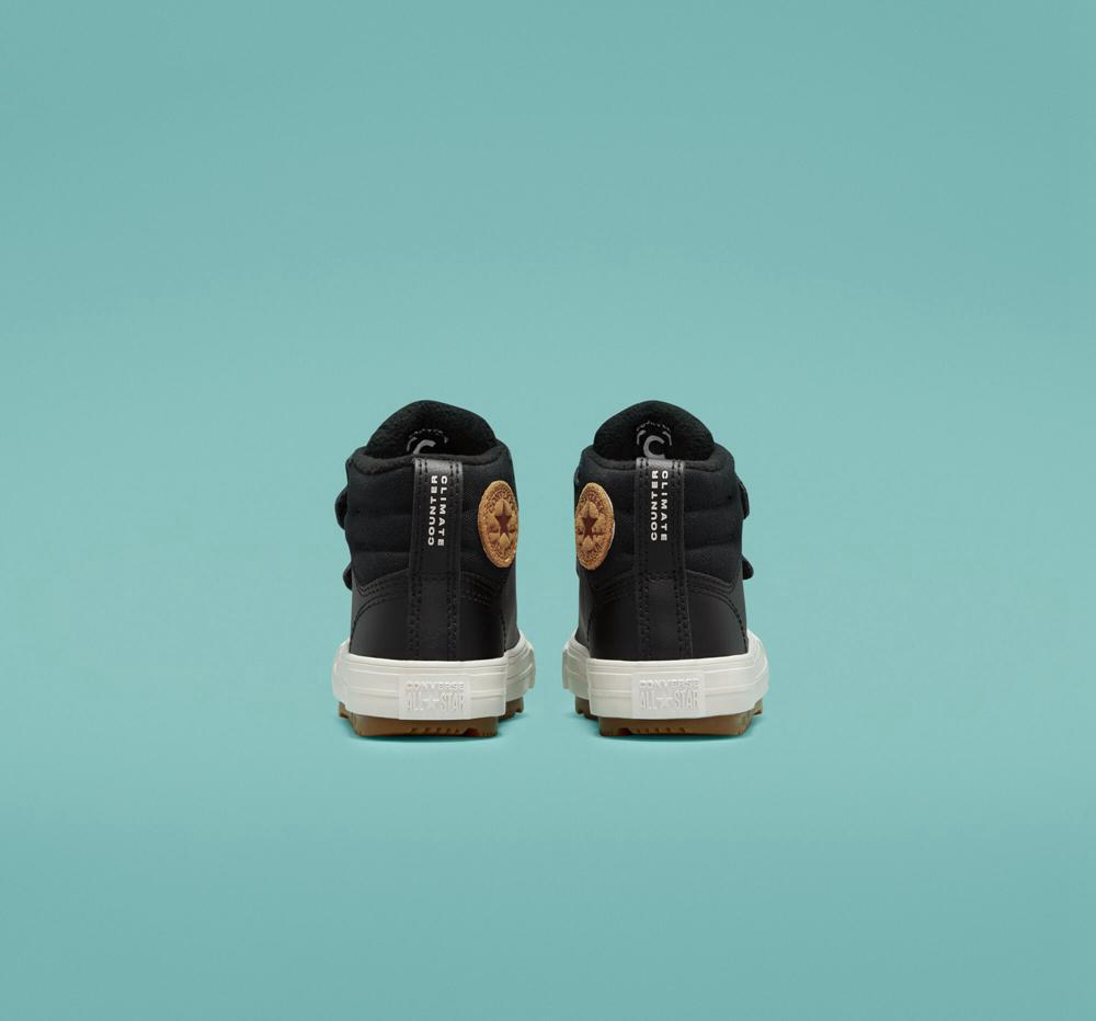 High Tops Tenis Converse Chuck Taylor All Star Berkshire Boot Easy On Leather Toddler Niña Negras Negras  Colombia |  SCLNI-0318