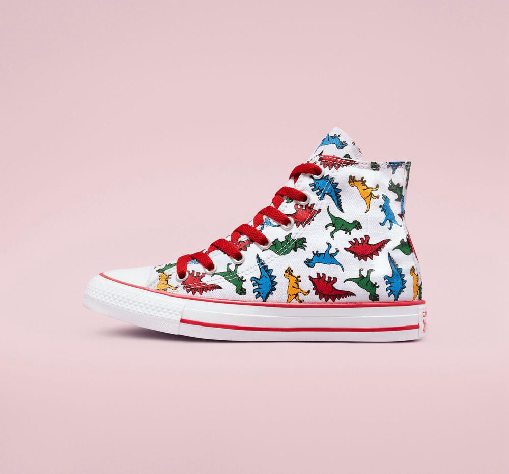 High Tops Tenis Converse Chuck Taylor All Star Dinosaurs Big Kids Niña Blancas Rojas Azules  Colombia |  SYODL-8104