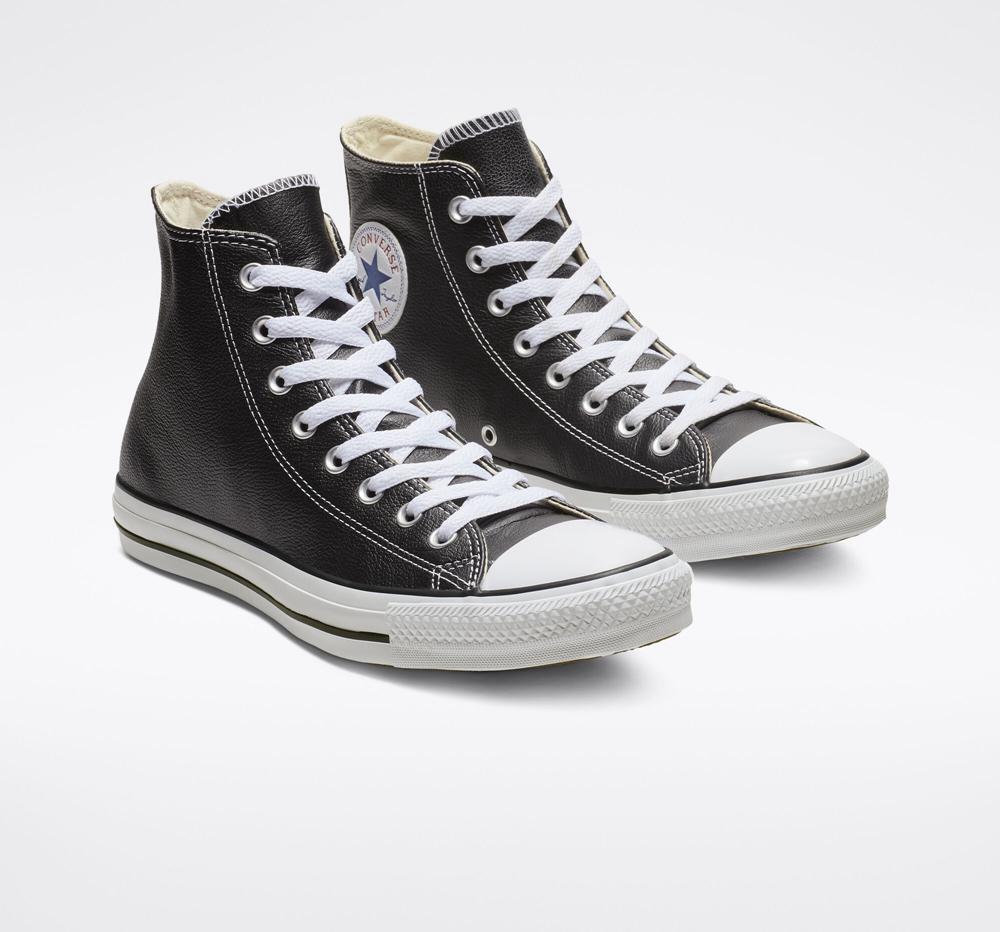 High Tops Tenis Converse Chuck Taylor All Star Leather Unisex Mujer Negras  Colombia |  TJYIB-6574