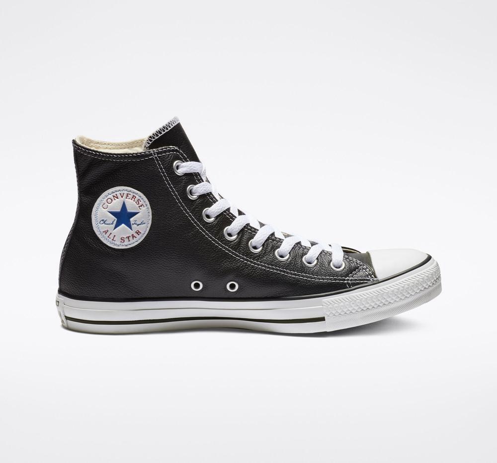 High Tops Tenis Converse Chuck Taylor All Star Leather Unisex Mujer Negras  Colombia |  TJYIB-6574