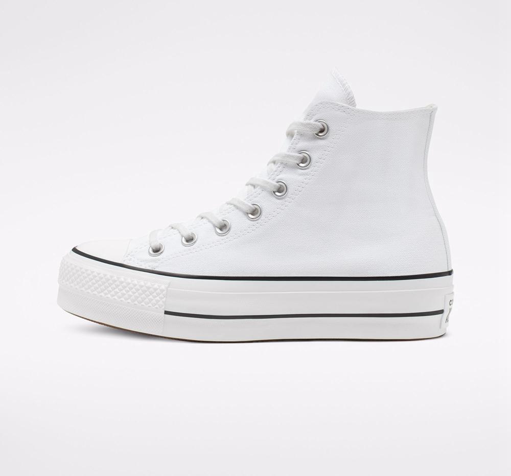 High Tops Tenis Converse Chuck Taylor All Star Lift Plataforma Canvas Mujer Blancas Negras Blancas  Colombia |  UIYJR-4235
