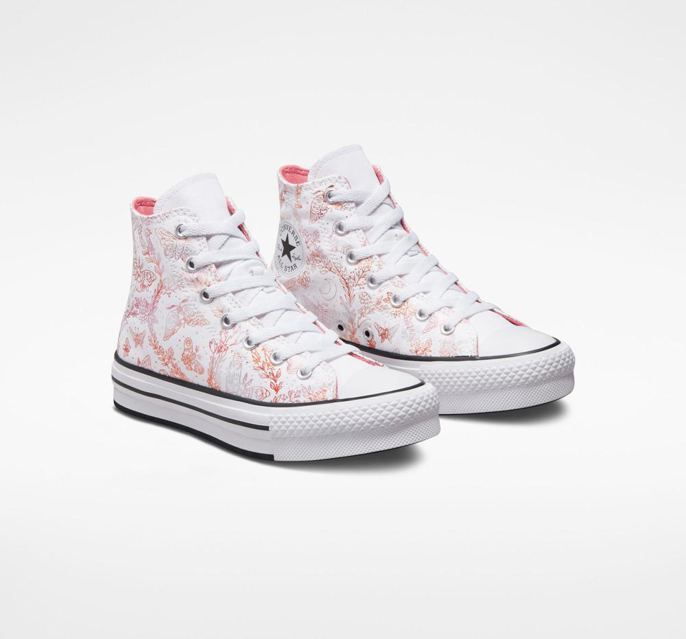 High Tops Tenis Converse Chuck Taylor All Star Eva Lift Plataforma Butterfly Shine Big Kids Niña Blancas Rosas Negras  Colombia |  VRPKM-2695