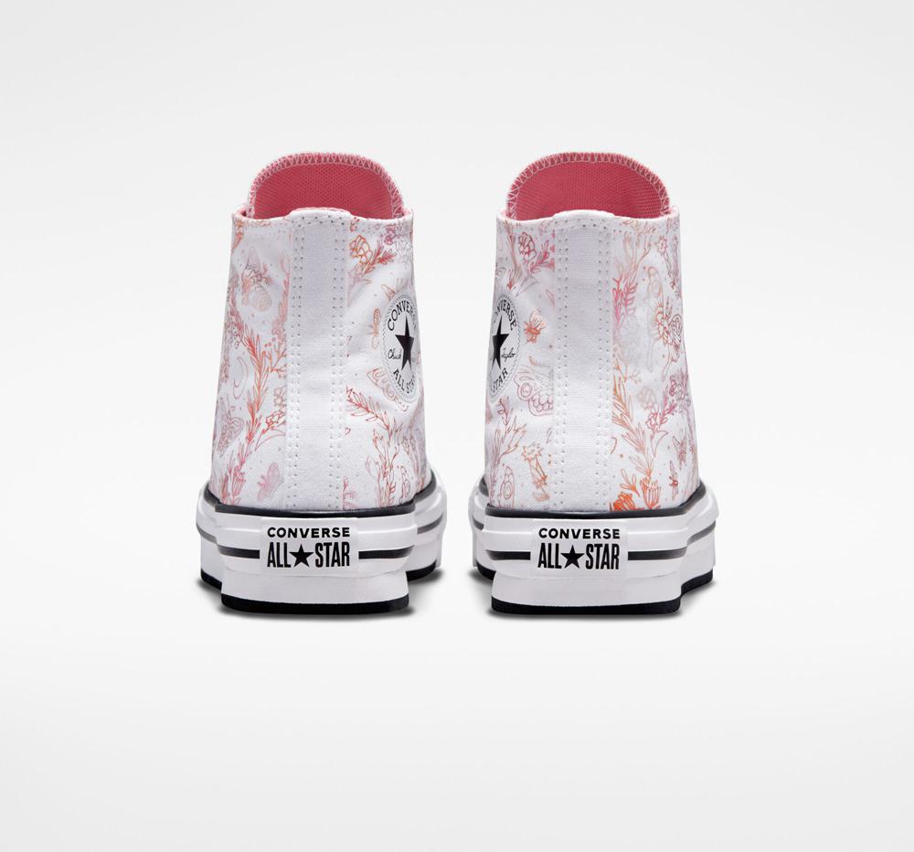 High Tops Tenis Converse Chuck Taylor All Star Eva Lift Plataforma Butterfly Shine Big Kids Niña Blancas Rosas Negras  Colombia |  VRPKM-2695