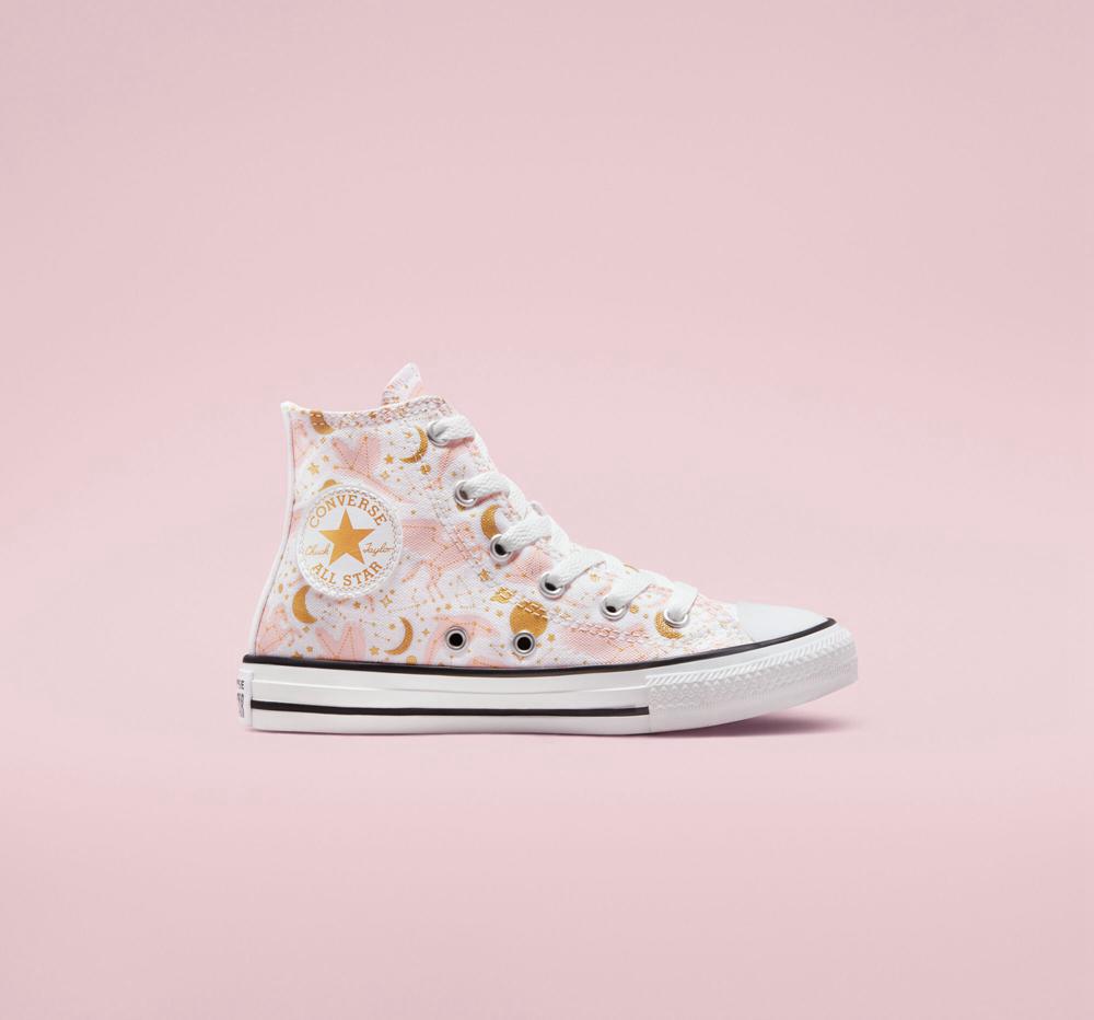 High Tops Tenis Converse Chuck Taylor All Star Constellations Big Kids Niño Blancas Rosas Doradas  Colombia |  WXBSO-4218