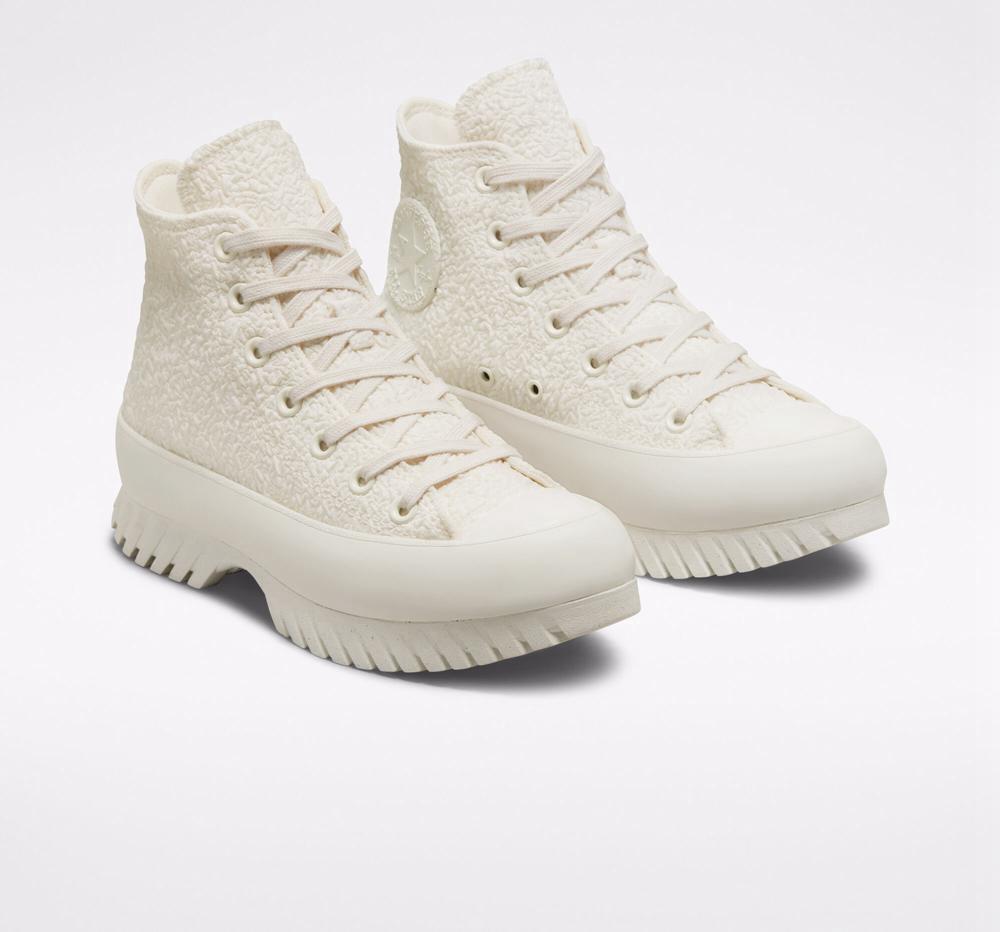 High Tops Tenis Converse Chuck Taylor All Star Lugged 2.0 Jacquard Unisex Mujer Blancas Blancas Negras  Colombia |  XHDNR-9650