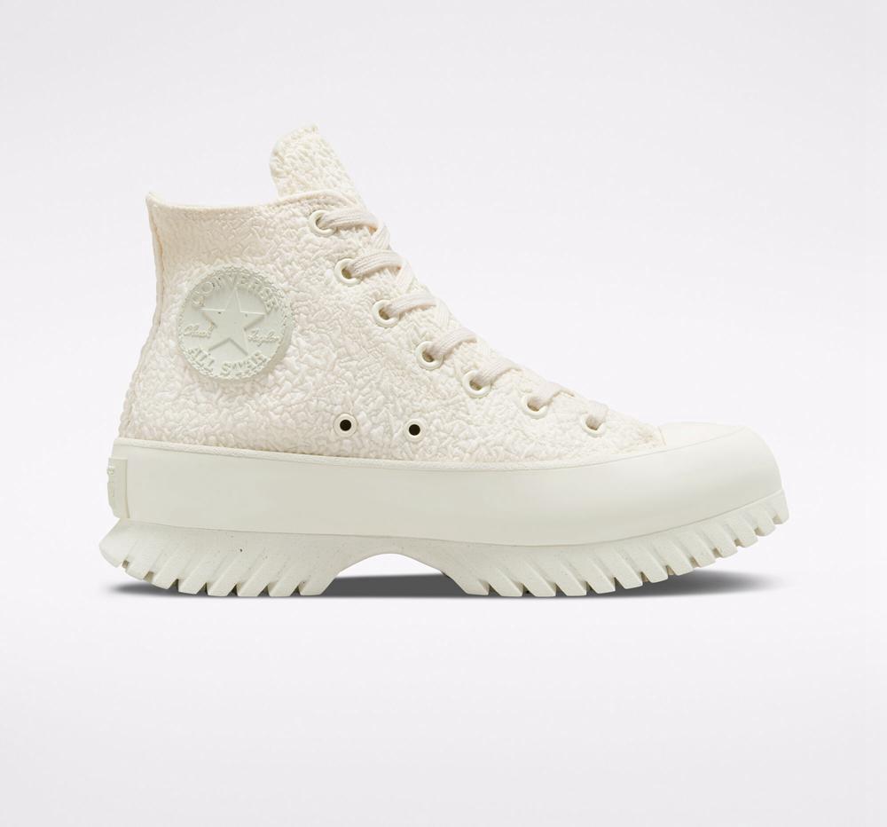 High Tops Tenis Converse Chuck Taylor All Star Lugged 2.0 Jacquard Unisex Mujer Blancas Blancas Negras  Colombia |  XHDNR-9650