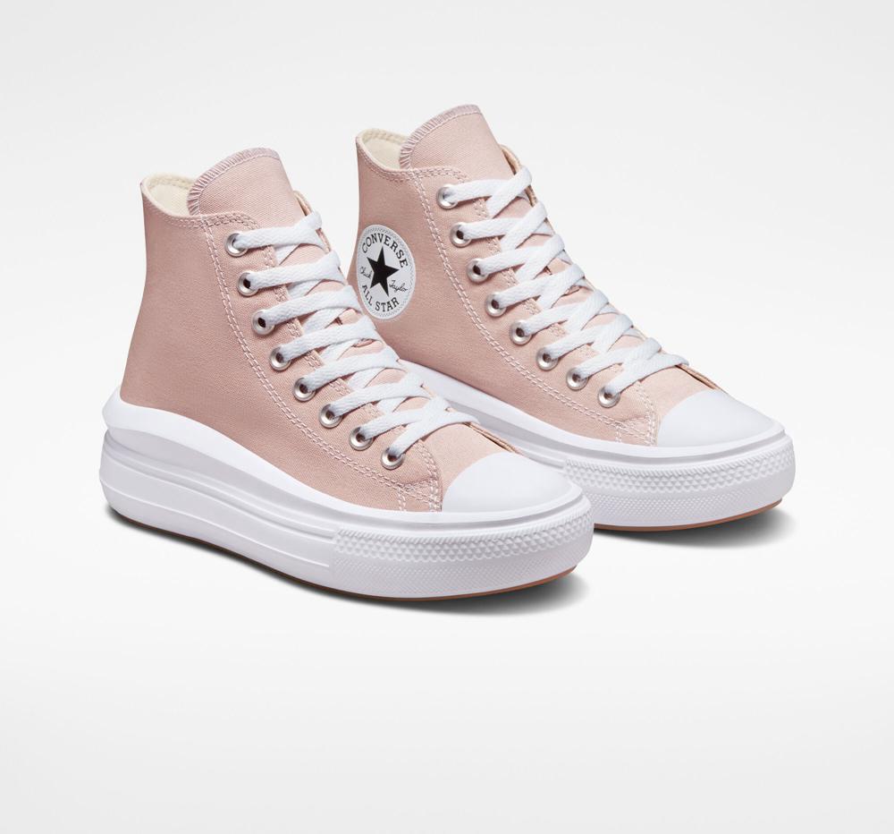 High Tops Tenis Converse Chuck Taylor All Star Move Plataforma Mujer Rosas Blancas  Colombia |  XJENW-2697