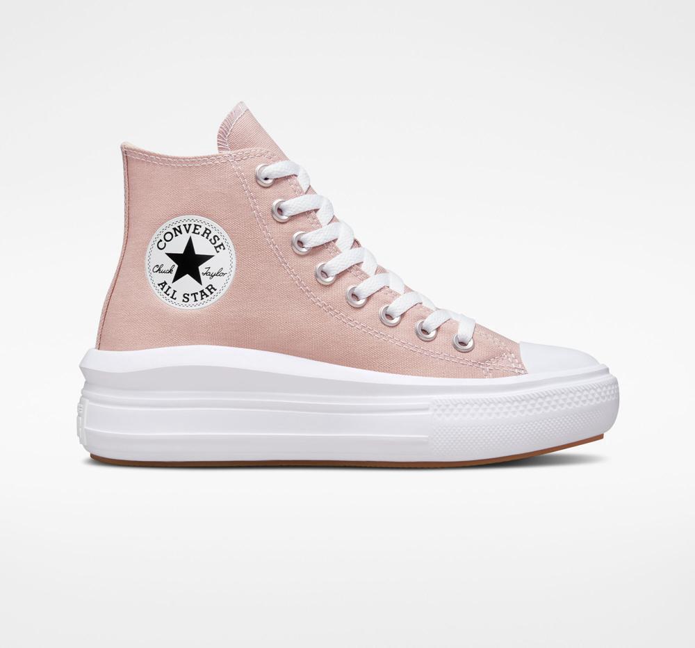 High Tops Tenis Converse Chuck Taylor All Star Move Plataforma Mujer Rosas Blancas  Colombia |  XJENW-2697