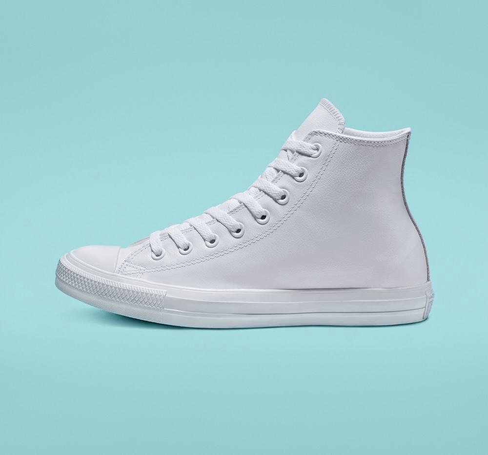 High Tops Tenis Converse Chuck Taylor All Star Leather Unisex Hombre Blancas  Colombia |  XUANP-8214