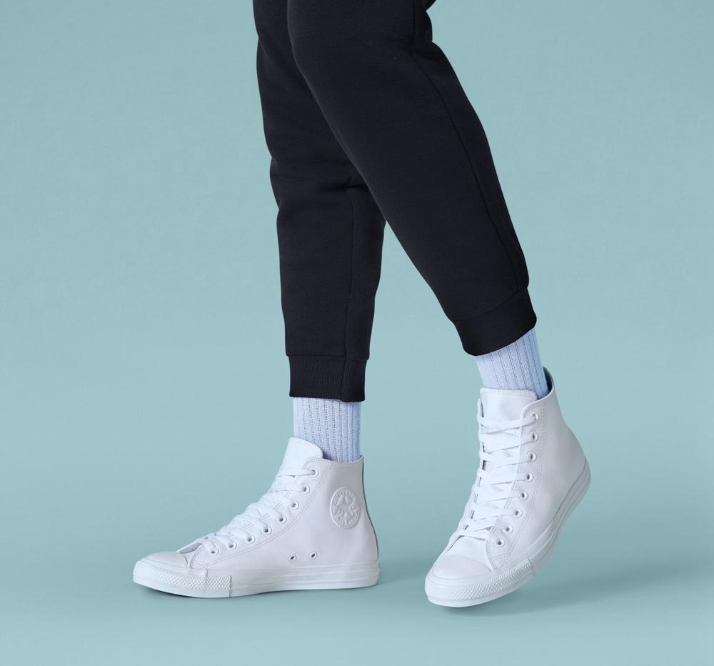 High Tops Tenis Converse Chuck Taylor All Star Leather Unisex Hombre Blancas  Colombia |  XUANP-8214