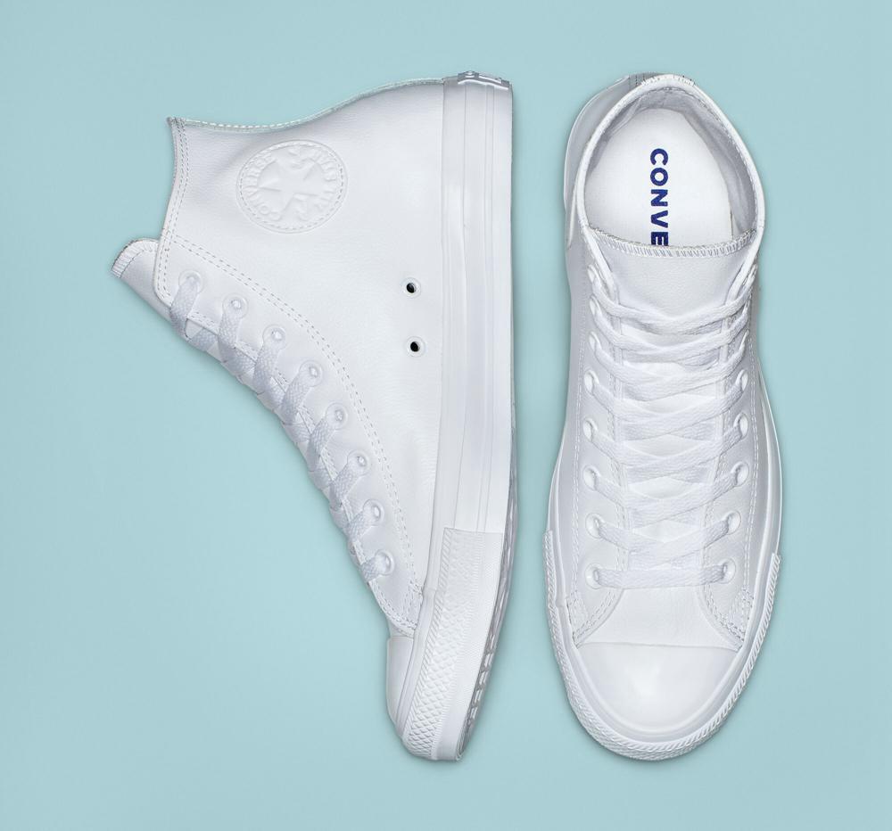 High Tops Tenis Converse Chuck Taylor All Star Leather Unisex Hombre Blancas  Colombia |  XUANP-8214