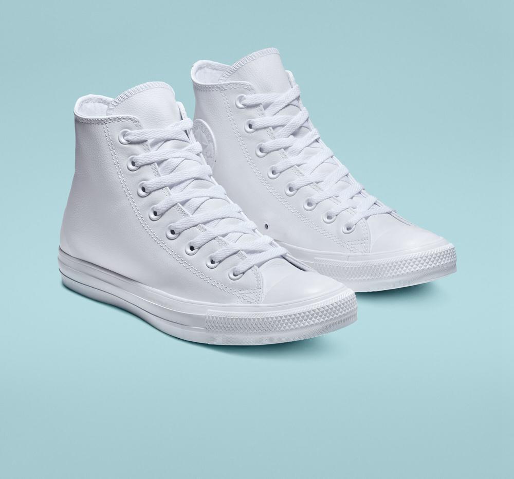 High Tops Tenis Converse Chuck Taylor All Star Leather Unisex Hombre Blancas  Colombia |  XUANP-8214