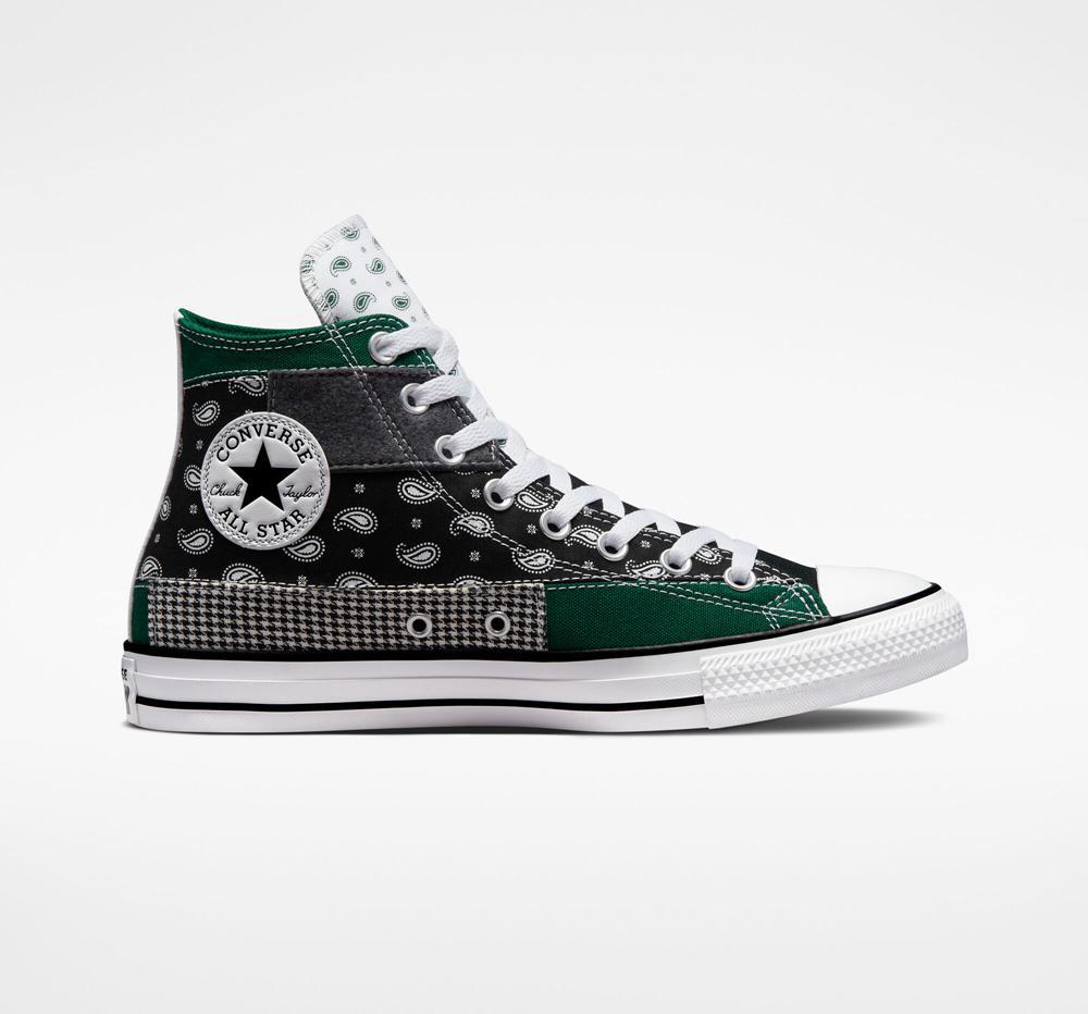 High Tops Tenis Converse Chuck Taylor All Star Hacked Patterns Unisex Mujer Verde Negras Blancas  Colombia |  XVPKS-4936