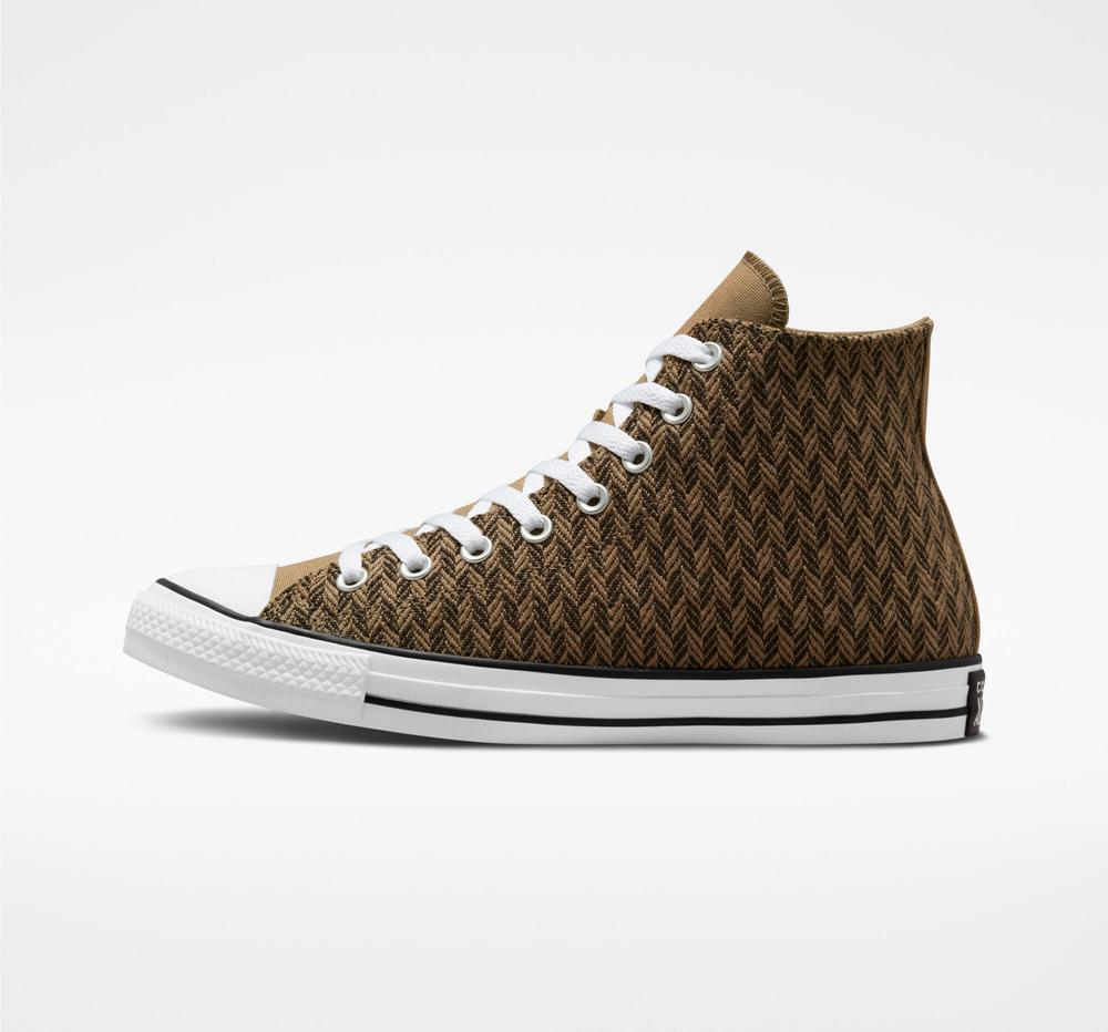 High Tops Tenis Converse Chuck Taylor All Star Herringbone Unisex Mujer Marrones Blancas  Colombia |  YBQSK-9710