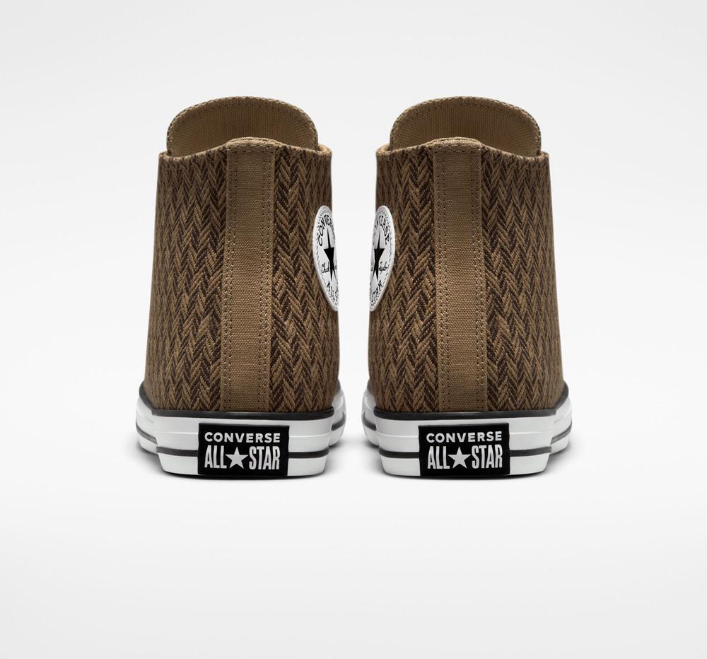 High Tops Tenis Converse Chuck Taylor All Star Herringbone Unisex Mujer Marrones Blancas  Colombia |  YBQSK-9710